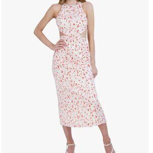 New with Tags BCBGeneration Women's Crew Neck Tie Waist Cutout Midi Dress, Large